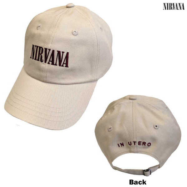 【お取り寄せ】Nirvana / ニルヴァーナ - TEXT LOGO IN UTERO キャップ(サンド)