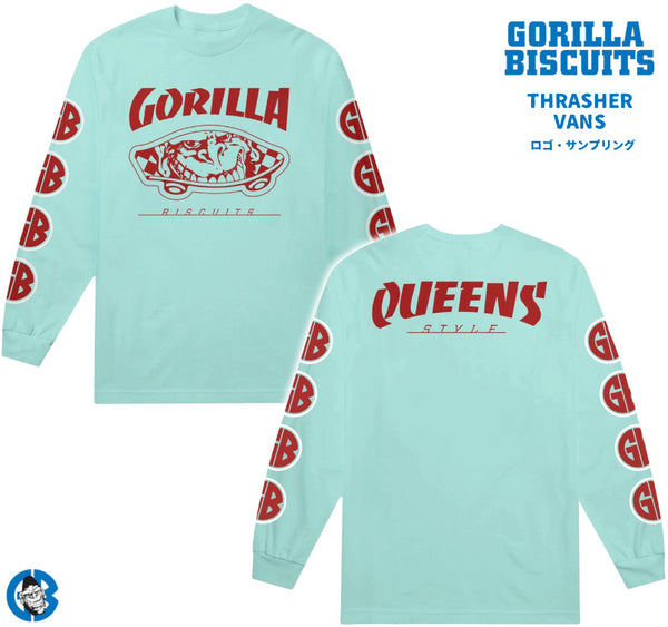 【即納】Gorilla Biscuits /ゴリラ・ビスケッツ - Queens Style ロングスリーブ・長袖シャツ(ミントブルー)