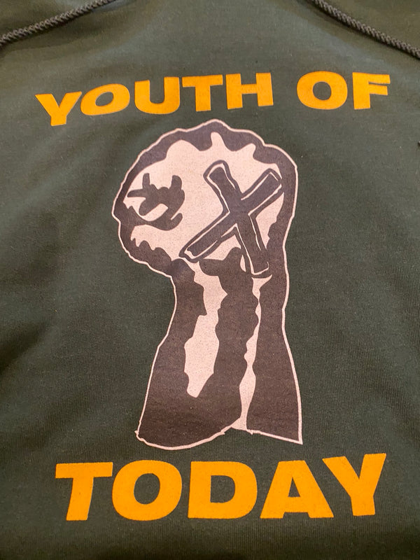 【USED】【早い者勝ち！】【XXL】Youth Of Today / ユース・オブ・トゥデイ - POSITIVE OUTLOOK プルオーバーパーカー(グリーン)