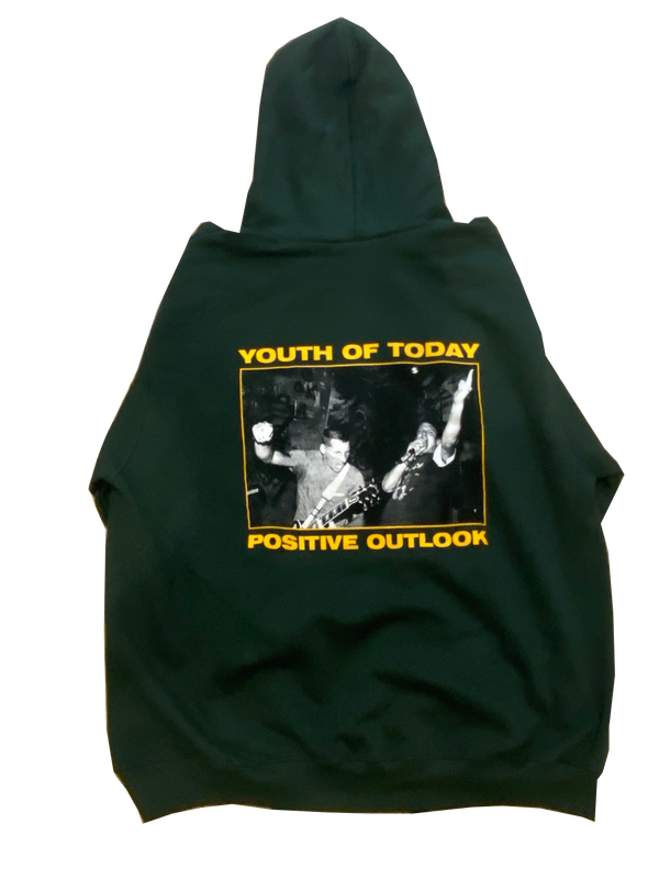 【USED】【早い者勝ち！】【XXL】Youth Of Today / ユース・オブ・トゥデイ - POSITIVE OUTLOOK プルオーバーパーカー(グリーン)