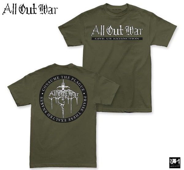 【お取り寄せ】All Out War / オール・アウト・ウォー - Extinction Tシャツ(アーミーグリーン)