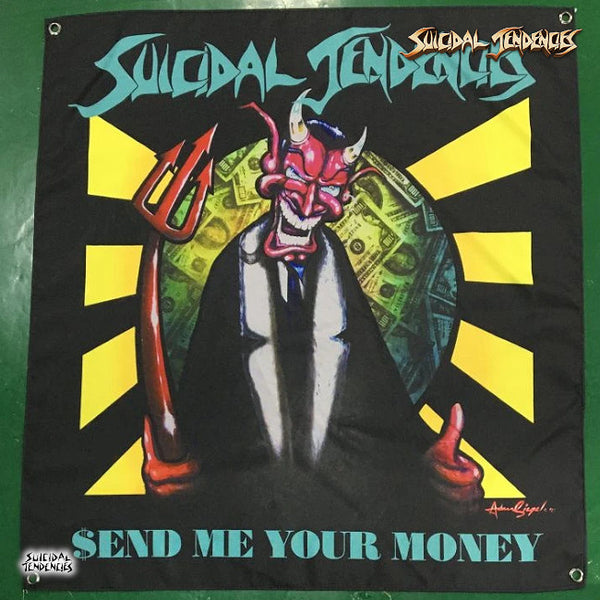 【品切れ】【お取り寄せ】Suicidal Tendencies /スイサイダル・テンデンシーズ - Send Me Your Money バナー・フラッグ(ブラック)