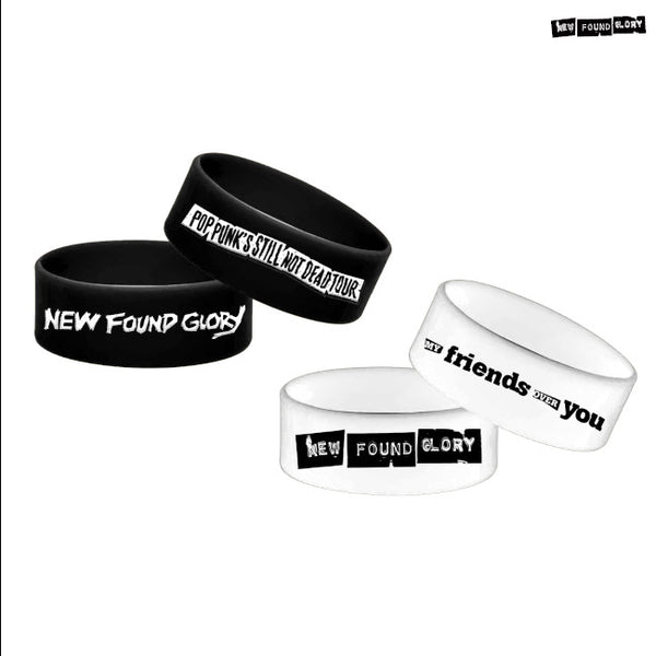 【お取り寄せ】New Found Glory / ニュー・ファウンド・グローリー - ラバーリストバンド(ホワイトｘブラック)