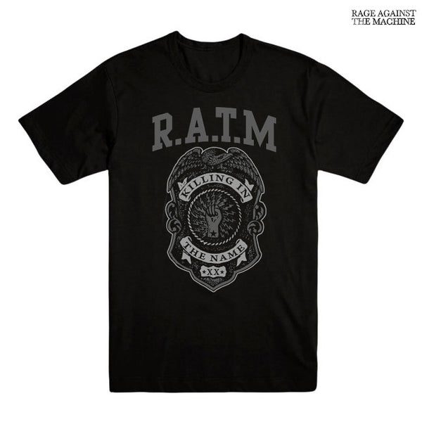 【お取り寄せ】Rage Against the Machine / レイジ・アゲインスト・ザ・マシーン - GREY POLICE BADGE Tシャツ(ブラック)
