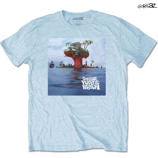 【お取り寄せ】Gorillaz / ゴリラズ - PLASTIC BEACH Tシャツ(ライトブルー)