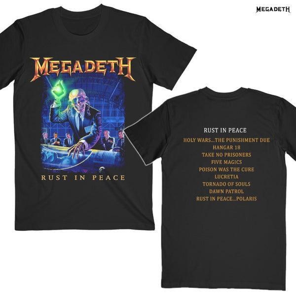 【お取り寄せ】Megadeth / メガデス - RUST IN PEACE TRACK LIST Tシャツ (ブラック)