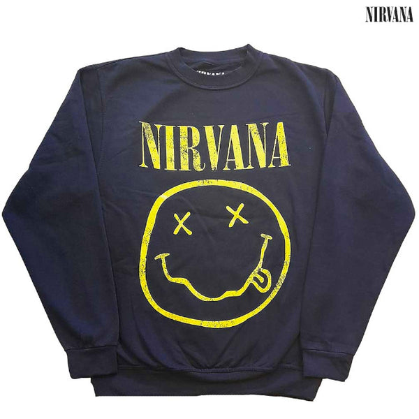 【お取り寄せ】Nirvana / ニルヴァーナ - YELLOW SMILEY クルーネック・トレーナー(ブラック)