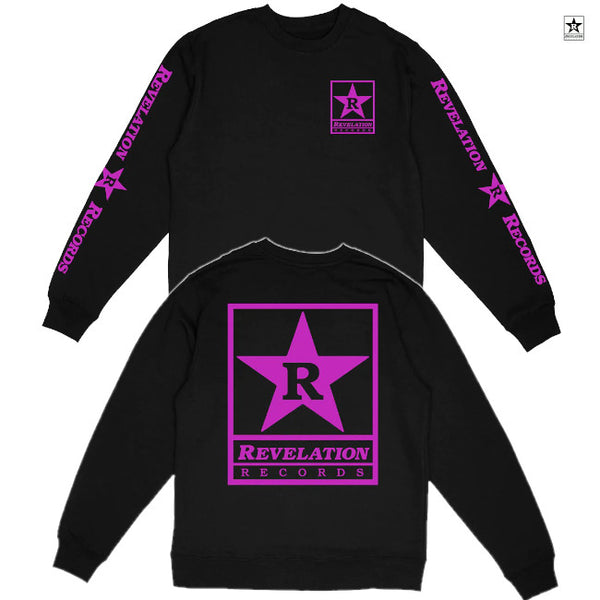 【即出荷可能】Revelation Records / レヴェレーション・レコード - Purple Logo クルーネック・トレーナー(ブラック)