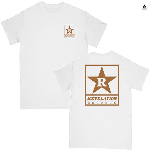 【即出荷可能】【廃盤】Revelation Records / レヴェレーション・レコード - Logo Tシャツ(ホワイト)ロゴブラウン
