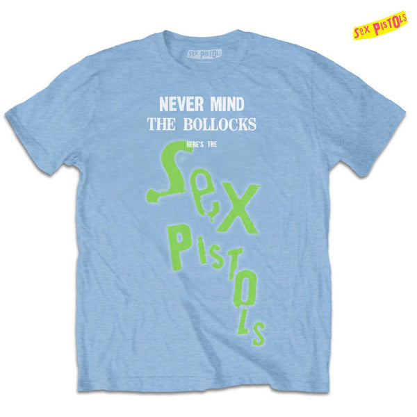 【お取り寄せ】Sex Pistols / セックス・ピストルズ - NEVER MIND THE BOLLOCKS DROP LOGO Tシャツ(ライトブルー)