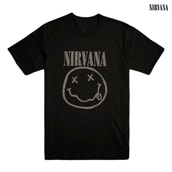【お取り寄せ】Nirvana / ニルヴァーナ - SMILEY モコモコプリント Tシャツ(ブラック)