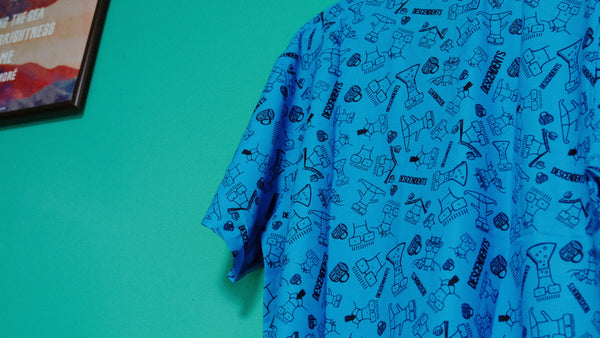 【お取り寄せ】Descendents /ディセンデンツ - Milo Pattern ボタンシャツ・オープンカラー半袖シャツ(アクアブルー)