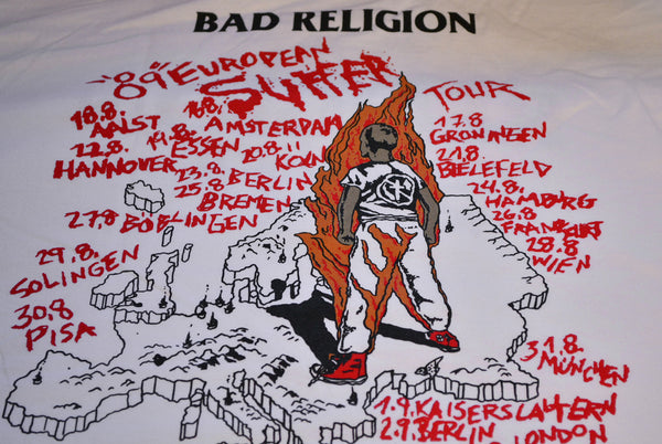 【品切れ】Bad Religion / バッド・レリジョン - Suffer 1988 ユーロツアー Tシャツ（ホワイト）