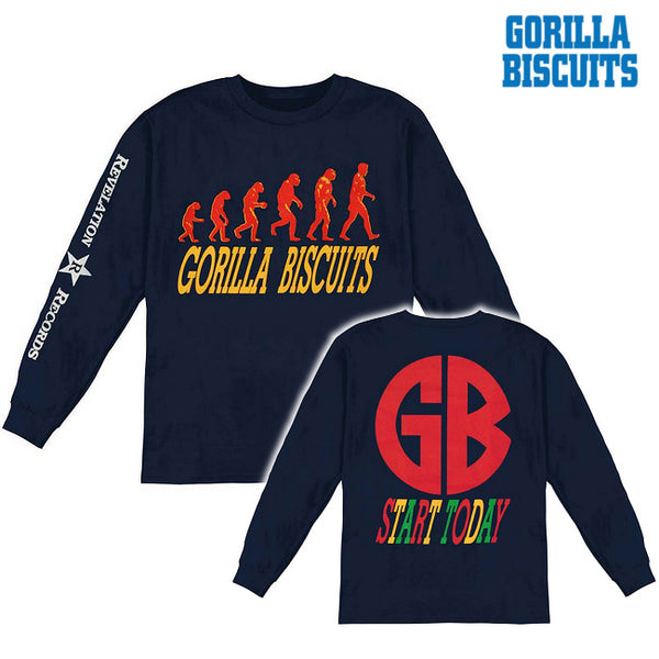 【即納】Gorilla Biscuits /ゴリラ・ビスケッツ - Start Today ロングスリーブ・長袖シャツ(ネイビー)