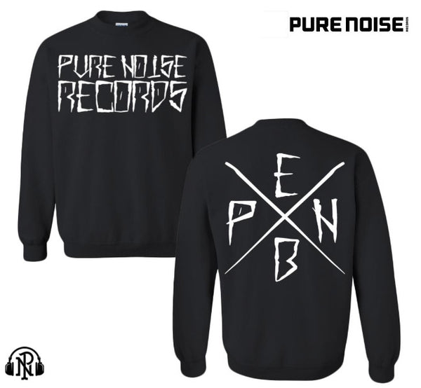 (品切れ)【お取り寄せ】Pure Noise Records/ ピュアノイズ・レコード - Cross Logo クルーネック・トレーナー(ブラック)