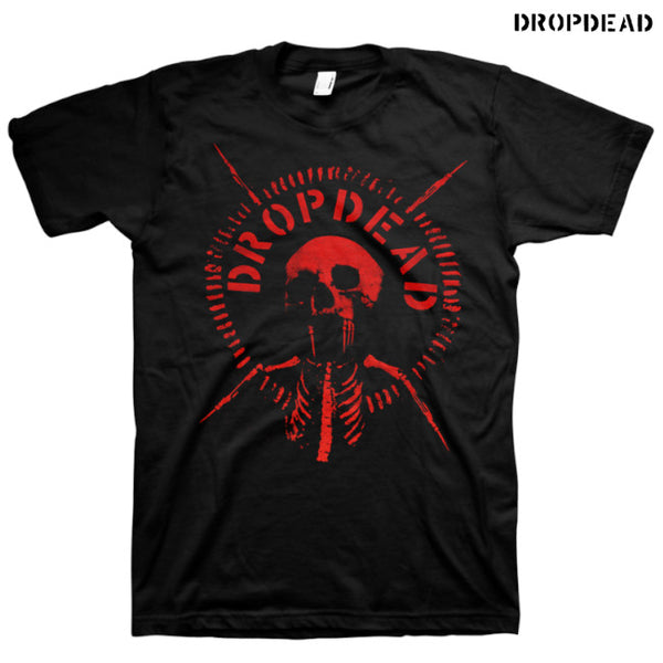 【お取り寄せ】DROPDEAD / ドロップデッド - WAR SKULL Tシャツ(ブラック) レッドプリント