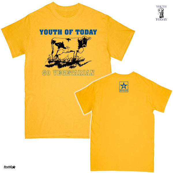【即納】Youth Of Today / ユース・オブ・トゥデイ - GO VEGETARIAN Tシャツ(ゴールド)