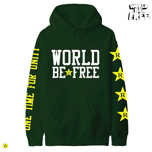 【品切れ】World Be Free / ワールド・ビー・フリー - ONE TIME FOR UNITY プルオーバーパーカー (グリーン)