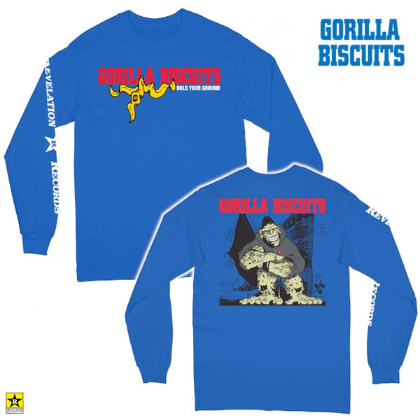 【即納】Gorilla Biscuits /ゴリラ・ビスケッツ - HOLD YOUR GROUND ロングスリーブ・長袖シャツ(ロイヤルブルー)