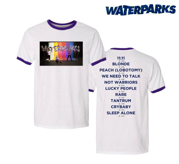 【品切れ】Waterparks/ウォ-ターパークス - Tracklist リンガーTシャツ(ホワイト)