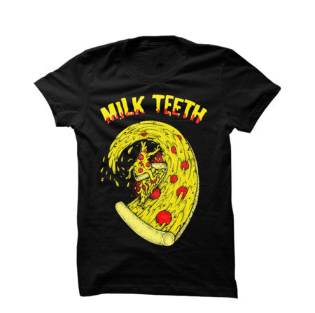 【お取り寄せ】Milk Teeth/ミルク・ティース - Pizza Surfer Black Tシャツ(ブラック)