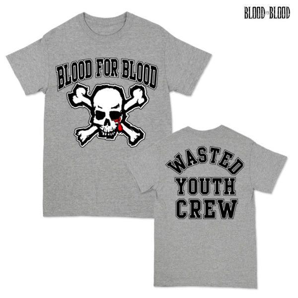 【品切れ】Blood For Blood / ブラッド・フォー・ブラッド - VARSITY SKULL Tシャツ (グレー)