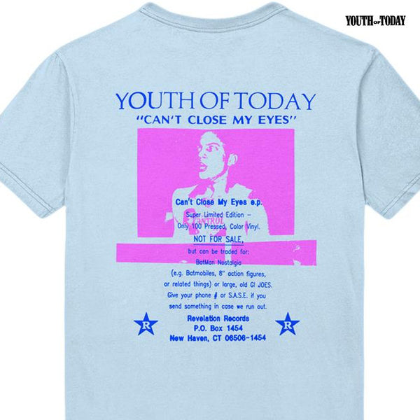 【お取り寄せ】Youth Of Today / ユース・オブ・トゥデイ - Can't Close My Eyes Tシャツ(ライトブルー)