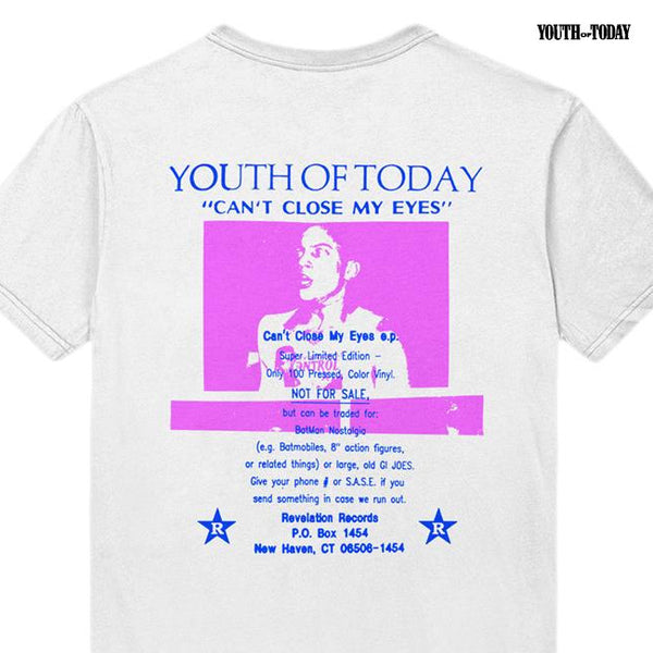 【お取り寄せ】Youth Of Today / ユース・オブ・トゥデイ - Can't Close My Eyes Tシャツ(ホワイト)