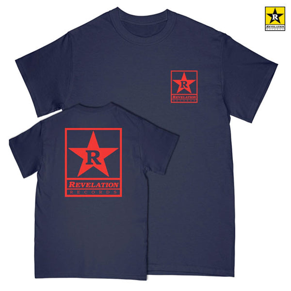 【即納】Revelation Records / レヴェレーション・レコード - Logo Tシャツ(ネイビー)ロゴレッド