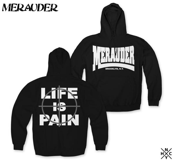 【お取り寄せ】Merauder /メラウダー - Life is Pain プルオーバーパーカー(ブラック)