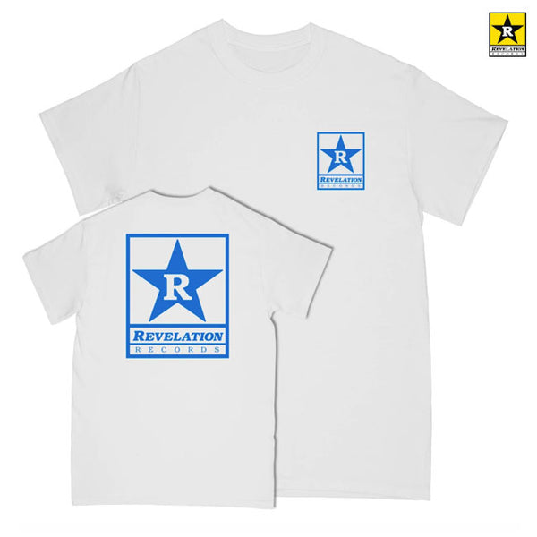 【即納】Revelation Records / レヴェレーション・レコード - Logo Tシャツ(ホワイト)ロゴブルー