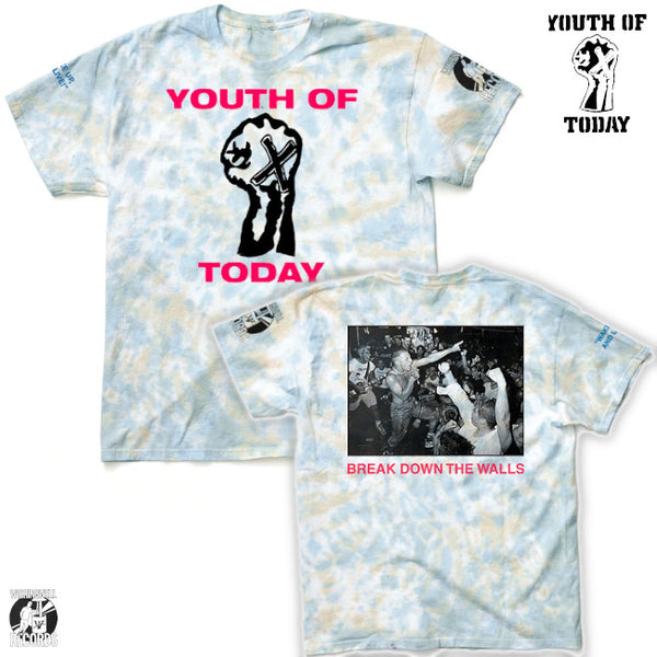 【ラスト1枚】Youth Of Today / ユース・オブ・トゥデイ - Break Down The Walls レッドプリント・Tシャツ(タイダイ)