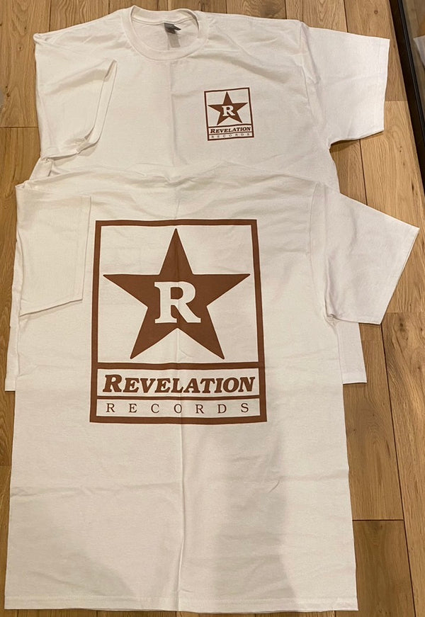 【即出荷可能】【廃盤】Revelation Records / レヴェレーション・レコード - Logo Tシャツ(ホワイト)ロゴブラウン