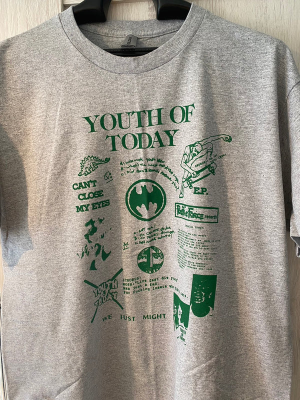 【即納】【廃盤】【早い者勝ち！】Youth Of Today / ユース・オブ・トゥデイ - THREE QUESTION TRIVIA Tシャツ(グレー)